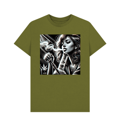 Moss Green Printed T-shirt Front